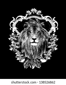 Lion King, T shirt design/All elements are editable after removing filter