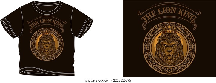The Lion King t-shirt design background color is a black and t-shirt color is a black beautiful color and beautiful design