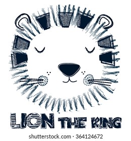 lion the king, T-shirt design vector illustration