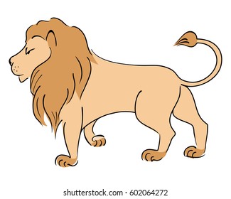 Lion king. Vector drawing isolated on a white background.