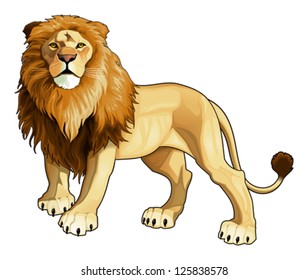 Lion King. Vector Isolated Animal.
