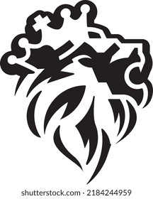 A lion king wearing crown roars to the sky