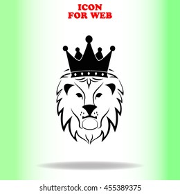 Lion King web icon. Black illustration on white background