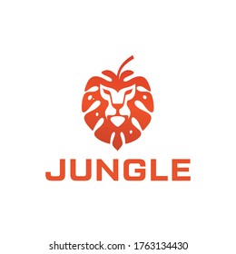 Lion and leaf logo combination. Simple animal and nature logo design.