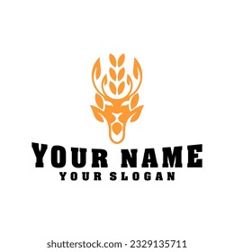 lion leaf logo design vector template