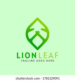 Lion Leaf Logos Design Vector Illustration Template
