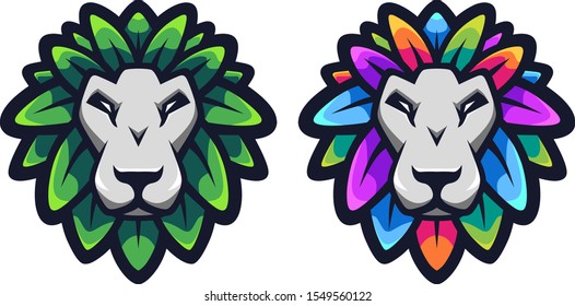 Lion leaf with two color option design mascot