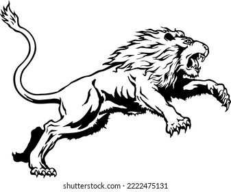 Lion Leaping and Attacking Vector Illustration