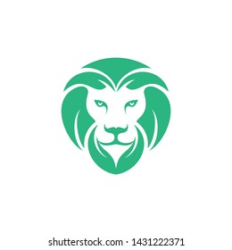 lion and leaves logo vector graphic