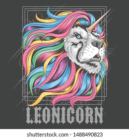 LION LEO RAINBOW HAIR UNICORN ARTWORK VECTOR