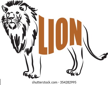 LION lettering illustration