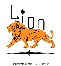 Lion with letters. Creative design with a pointed figure, isolated on white background