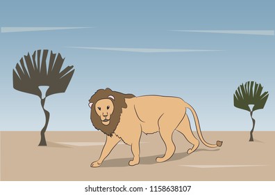 lion lies on nature, vector, lion lies on nature