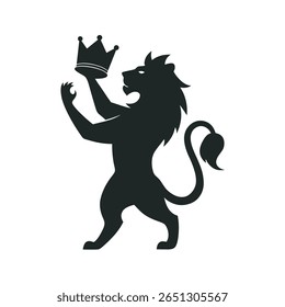 Lion Lifting Royal Crown In Silhouette