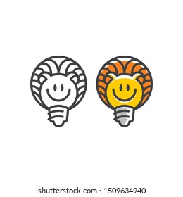 lion light bulb line logo icon vector