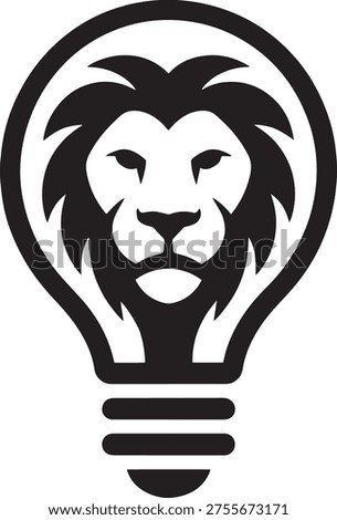 Lion Light Bulb Logo Courage Idea Concept Minimal Vector Icon