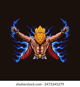 lion and lightning t-shirt logo and logo