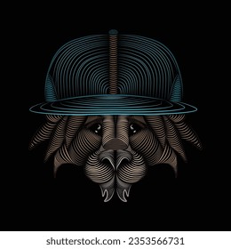 lion line art  illustration on black background