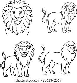 Lion line art and illustrator eps