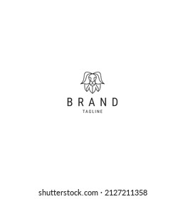 Lion line art logo icon design template