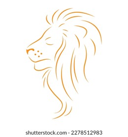Lion line art logo icon design illustration