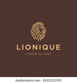 Lion Line Art Logo – Minimalist lion face in elegant line style symbolizing strength.