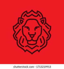 Lion Line Art Logo Template Design