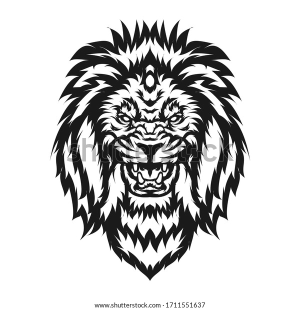 Lion Line Art Mascot Logo Illustration Stock Vector (Royalty Free ...
