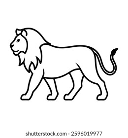 A lion line art on a white background