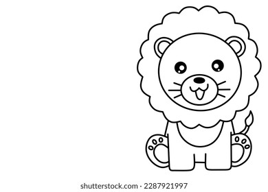 Vector de arte de línea de león para libro de colorantes.