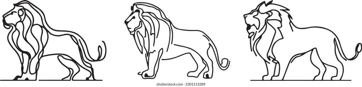 Lion Line Art vector silhouette