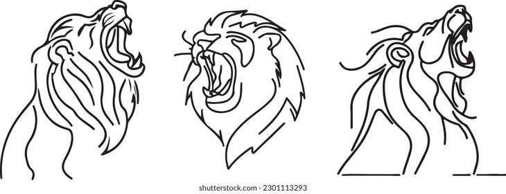 Lion Line Art vector silhouette