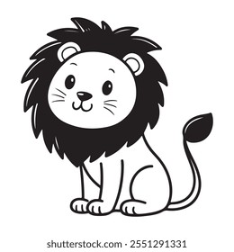Lion line art vector white background