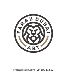 lion line circle badge emblem logo design