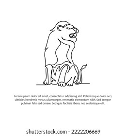 Lion line design. Wildlife decorative elements drawn with one continuous line. Vector illustration of minimalist style on white background.