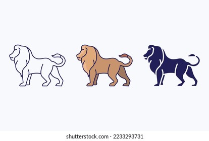 Lion line and glyph icon, vector illustration