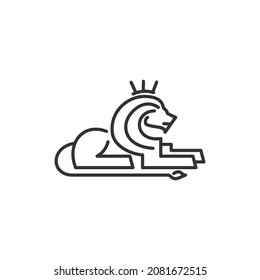 Lion line Illustration Template Icon emblem Isolated