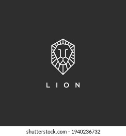lion line logo vector icon illustration on black background