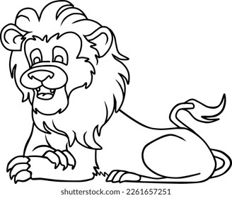 lion line vector illustration isolated on white background