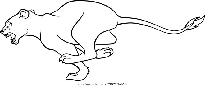  lion line vector illustration isolated on white background