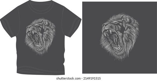 lion line work t shirt vector illastration