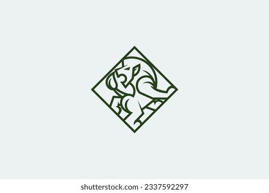 lion lineart vector template logo design