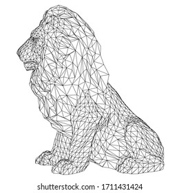 Lion lines illustration. Abstract vector lion on the white background