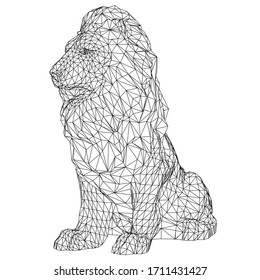 Lion lines illustration. Abstract vector lion on the white background