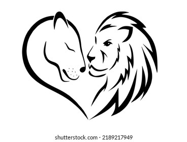 Lion And Lioness Isolated Icon