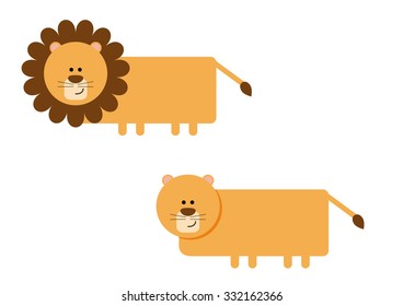 Lion and lioness vector
