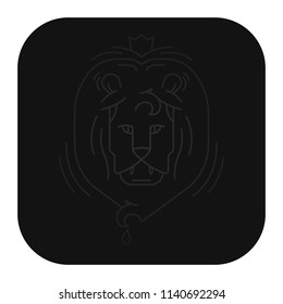 A lion. Lions head in dark tones. Icon. Vector illustration.