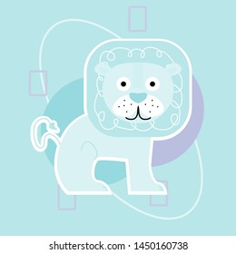 lion, little animal illustration vector for cartoon, coloring book or page, and kids t-shirt design