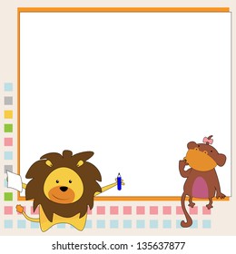 lion and little monkey learning