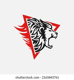 Lion logo in the abstract, roaring in the triangle